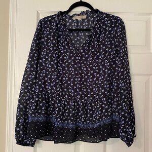 LOFT Long Sleeve Flounce Top Size M
